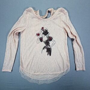 Disney Lauren Conrad Top Womens Small Pink Snow White Lace Bow Back